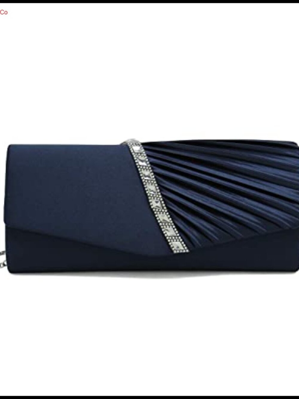 Pleated Satin Crystal Embellished Evening Clutch Crossbody Bag